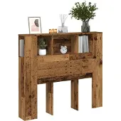 vidaXL Hoofdbordkast 120x19x104,5 cm bewerkt hout oud houtkleurig