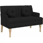 vidaXL Bankje met kussens 113x64,5x75,5 cm stof zwart