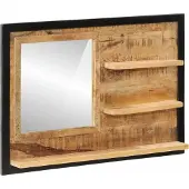 vidaXL Spiegel met schappen 80x8x55 cm glas en massief mangohout