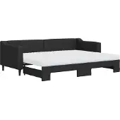 vidaXL Slaapbank met onderschuifbed en matrassen 80x200 cm stof zwart
