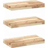 vidaXL Wandschappen 3 st zwevend 60x20x4 cm onbehandeld acaciahout