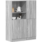 vidaXL 2-delige Keukenkastenset bewerkt hout grijs sonoma eikenkleur