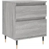 vidaXL Nachtkastje 40x35x50 cm bewerkt hout grijs sonoma eikenkleurig