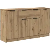 vidaXL Dressoir, 3 stuks, ambachtelijk eikenhout, 120 x 30 x 70 cm, houtvezel