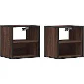 vidaXL Nachtkastjes 2st wandgemonteerd 40x31x39,5cm bruin eikenkleurig