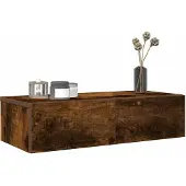 vidaXL Wandschap met lades 60x26,5x15 cm bewerkt hout gerookt eiken