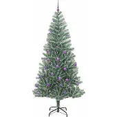 vidaXL Kunstkerstboom Sneeuw Gevlokt met LED Licht Groen en Wit 240 cm