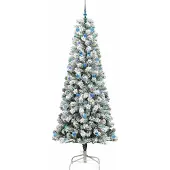 vidaXL Kunstmatige Hinged Kerstboom 300 LED's Groen en Wit 240 cm