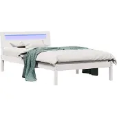 vidaXL Bedframe met hoofdeinde Wit 90 x 190 cm Massief grenenhout