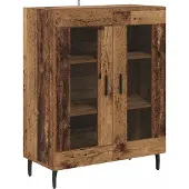 vidaXL Highboard 2 st Oudhout 69,5 x 34 x 180 cm Bewerkt hout