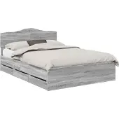 vidaXL Bedframe met lade Grijs Sonoma 160 x 200 cm Ingenieurshout