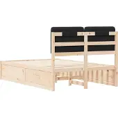 vidaXL Bedframe met Gevoerde Hoofdbord Zwart 120 x 200 cm