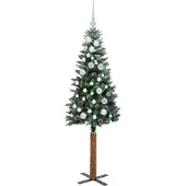 vidaXL Slanke Kerstboom Groen 150 cm PVC en massief dennenhout