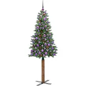 vidaXL Slanke Kerstboom Groen 180 cm PVC en massief dennenhout