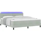vidaXL LED Box Spring Bed Lichtgrijs 180 x 200 cm Fluweel