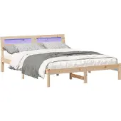 vidaXL Bedframe met hoofdeinde Bruin 140 x 200 cm Massief grenenhout