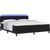 vidaXL Boxspringbed met LED-verlichting, zwart, 180 x 200 cm, gestoffeerd