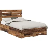 vidaXL Bedframe met lade met opslag Oudhout 120 x 190 cm Bewerkt hout