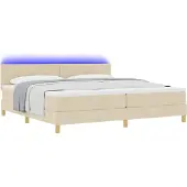vidaXL LED Box Spring Bed met hoofdeinde Crème 200 x 200 cm Stof