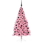 vidaXL Kunststof Voorverlichte Kerstboom met 300 LED Roze 180 cm PVC