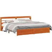 vidaXL Bedframe met plank Wasbruin 180 x 200 cm Massief Vurenhout
