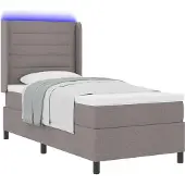 vidaXL LED Box Spring Bed met hoofdeinde Taupe 90 x 190 cm Stof