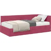 vidaXL Hoekbedframe met Matras 2 st Wijnrood 100 x 200 cm Fluweel