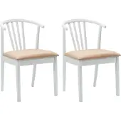 vidaXL Eetkamerstoel 2 st Massief Rubberhout Wit en Bruin