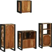 vidaXL Badkamermeubel Set 4 st Veelkleurig en Zwart 40 x 35 x 90 cm