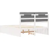 vidaXL Bedframe met Gevoerde Hoofdbord Lichtgrijs 140 x 190 cm