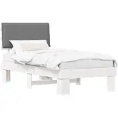 vidaXL Bedframe met gestoffeerd hoofdeinde, lichtgrijs, 75 x 190 cm