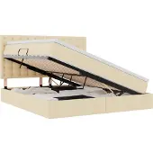 vidaXL Opslag bed met matras met hoofdeinde Crème 160 x 200 cm Stof