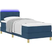 vidaXL LED Box Spring Bed met hoofdeinde Blauw 80 x 200 cm Stof