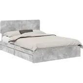 vidaXL Opbergbed, betonlook, grijs, 150 x 200 cm, houtvezel