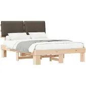 vidaXL Bedframe met Gevoerde Hoofdbord Taupe 140 x 200 cm