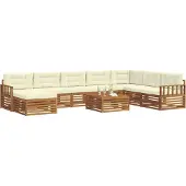 vidaXL Buiten bank set 9 st Natuurlijk en Crème Massief Acacia Hout
