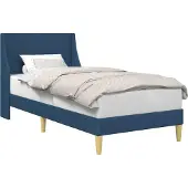 vidaXL Bedframe Effen met hoofdeinde Blauw 100 x 200 cm Stof