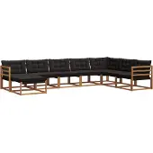 vidaXL Buiten bank set 8 st Natuurlijk en zwart Massief Acacia Hout