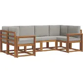 vidaXL Buiten bank set 6 st Natuurlijk en Licht Grijs