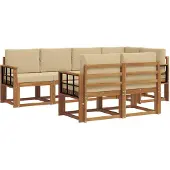 vidaXL Buiten bank set 7 st Natuurlijk en Beige