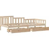 vidaXL Slaapbank met lades 90x190 cm massief grenenhout