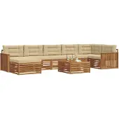 vidaXL Buiten bank set 8 st Natuurlijk en Beige