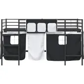 vidaXL Bunkbed voor kinderen met gordijnen Effen Zwart 80 x 200 cm