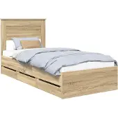 vidaXL Bedframe met lade Sonoma Eik 75 x 190 cm Ingenieurshout
