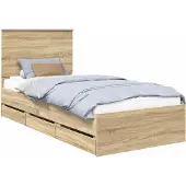 vidaXL Bedframe met lade Sonoma Eik 100 x 200 cm Ingenieurshout