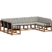 vidaXL Buiten bank set 9 st Natuurlijk en Licht Grijs