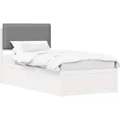 vidaXL Bedframe met gestoffeerd hoofdeinde, lichtgrijs, 90 x 200 cm