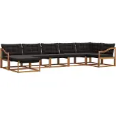 vidaXL Buiten bank set 7 st Natuurlijk en zwart Massief Acacia Hout