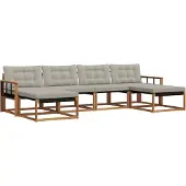 vidaXL Buiten bank set 6 st Natuurlijk en Licht Grijs