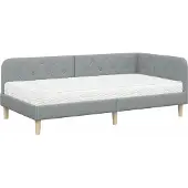 vidaXL Hoek Bed Frame Lichtgrijs 90 x 200 cm Stof